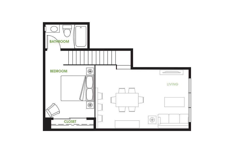 BL1 - 2 bedroom floorplan layout with 2 baths and 1005 square feet. (Floor 2)
