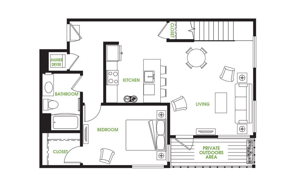 BL3 - 2 bedroom floorplan layout with 2 baths and 1255 square feet. (Floor 1)